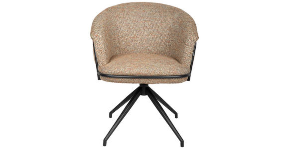 ARMLEHNSTUHL  in Eisen Bouclé  - Terracotta/Schwarz, Design, Textil/Metall (65/80,5/65cm) - Belluti