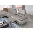 ECKSOFA in Echtleder Hellgrau  - Hellgrau/Schwarz, Design, Leder/Metall (157/325cm) - Dieter Knoll