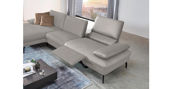 ECKSOFA in Echtleder Hellgrau  - Hellgrau/Schwarz, Design, Leder/Metall (157/325cm) - Dieter Knoll