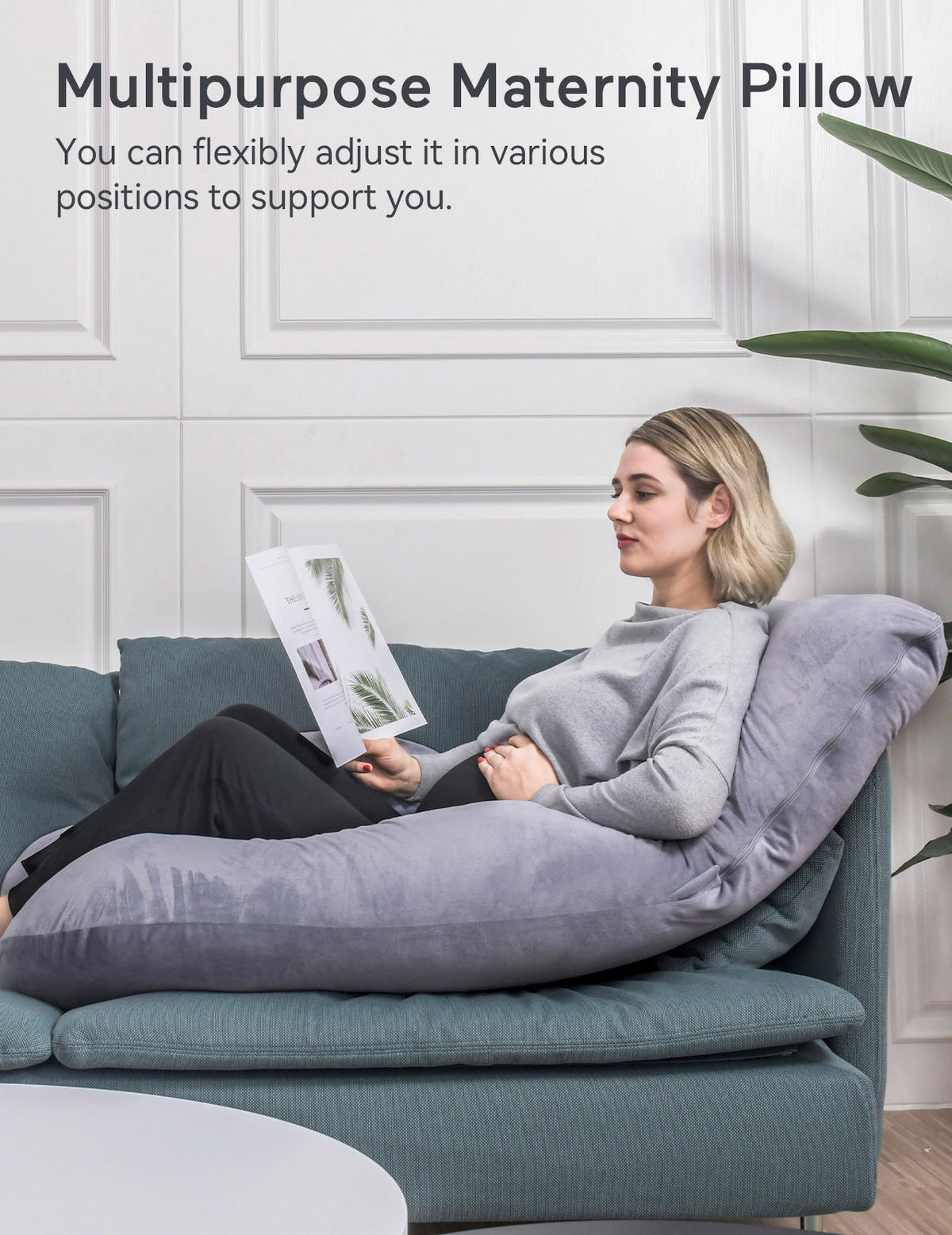 STILLKISSEN Schwangerschaftskissen   - Grau, Basics, Textil (50/150/50cm) - Momcozy