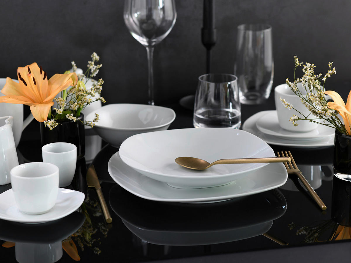 KOMPLETT SERVIS Square 62 delar  - vit, Trend, keramik - Creatable