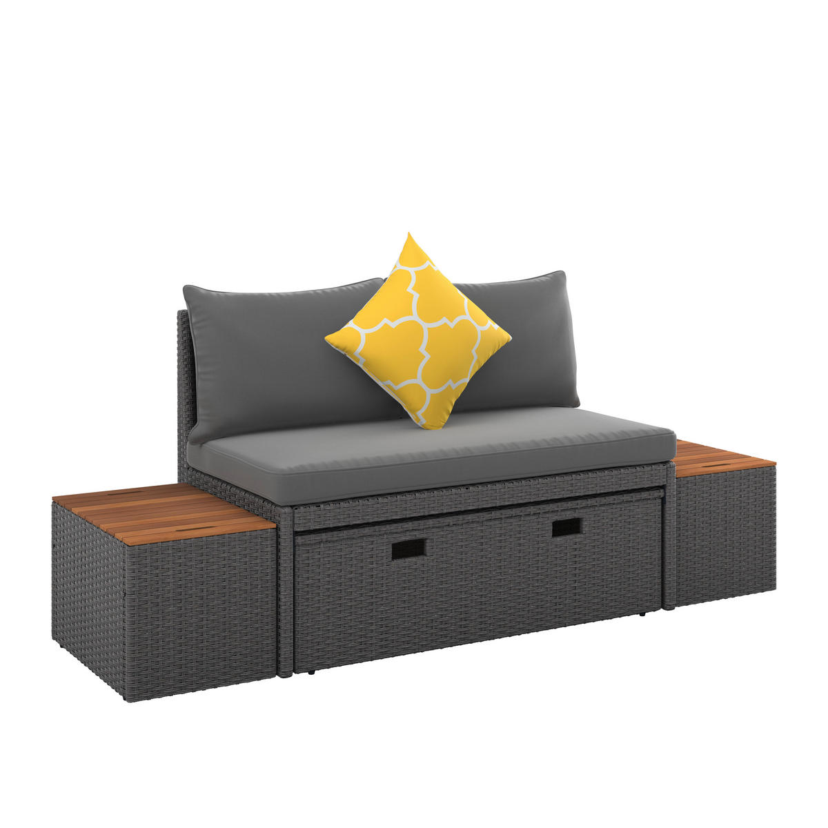 LOUNGEGARNITUR   113/72/62,5 cm Akazie massiv Eisen  - Dunkelgrau/Grau, MODERN, Holz/Kunststoff (113/72/62,5cm) - Ambia Garden