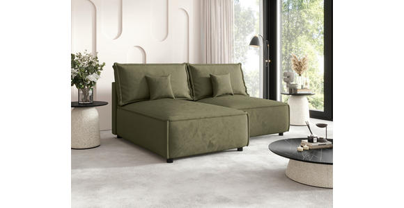 ECKSOFA Olivgrün Webstoff Zierkissen, Rückenkissen, Rücken echt  - Schwarz/Olivgrün, MODERN, Kunststoff/Textil (153/200cm) - Xora
