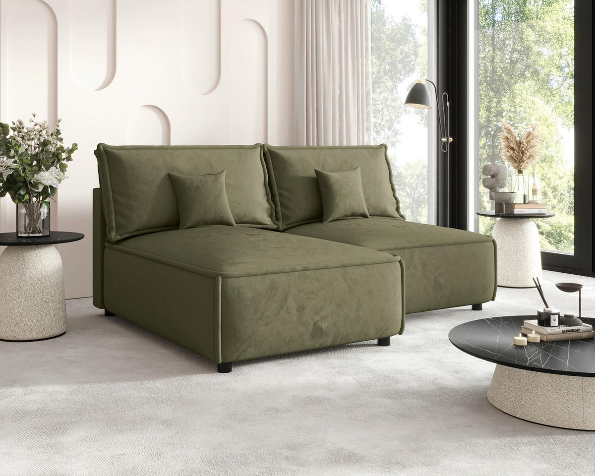 ECKSOFA Olivgrün Webstoff Zierkissen, Rückenkissen, Rücken echt  - Schwarz/Olivgrün, MODERN, Kunststoff/Textil (153/200cm) - Xora
