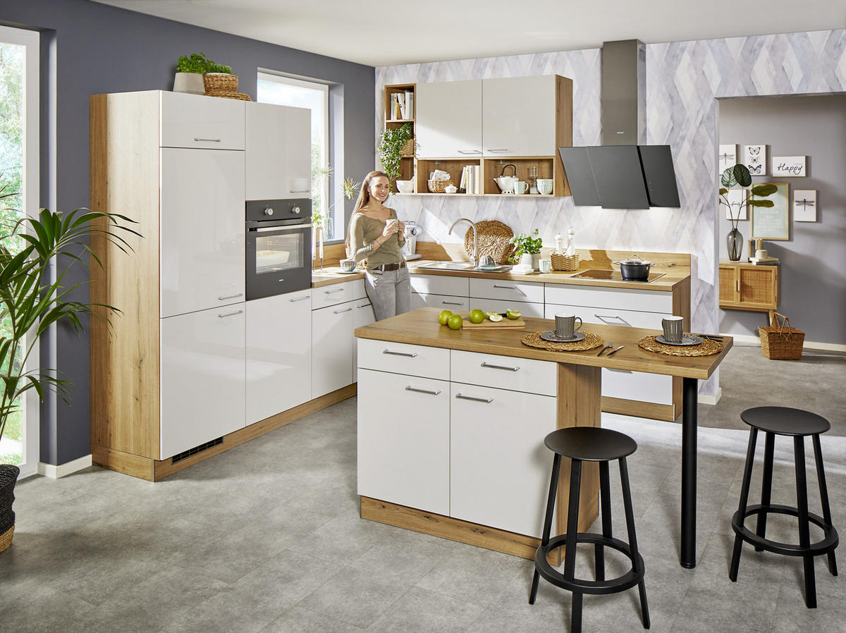 KUCHYŇSKÁ LINKA STAR 275 - barvy dubu/světle šedá, Moderní, kompozitní dřevo (245/275cm) - Welnova