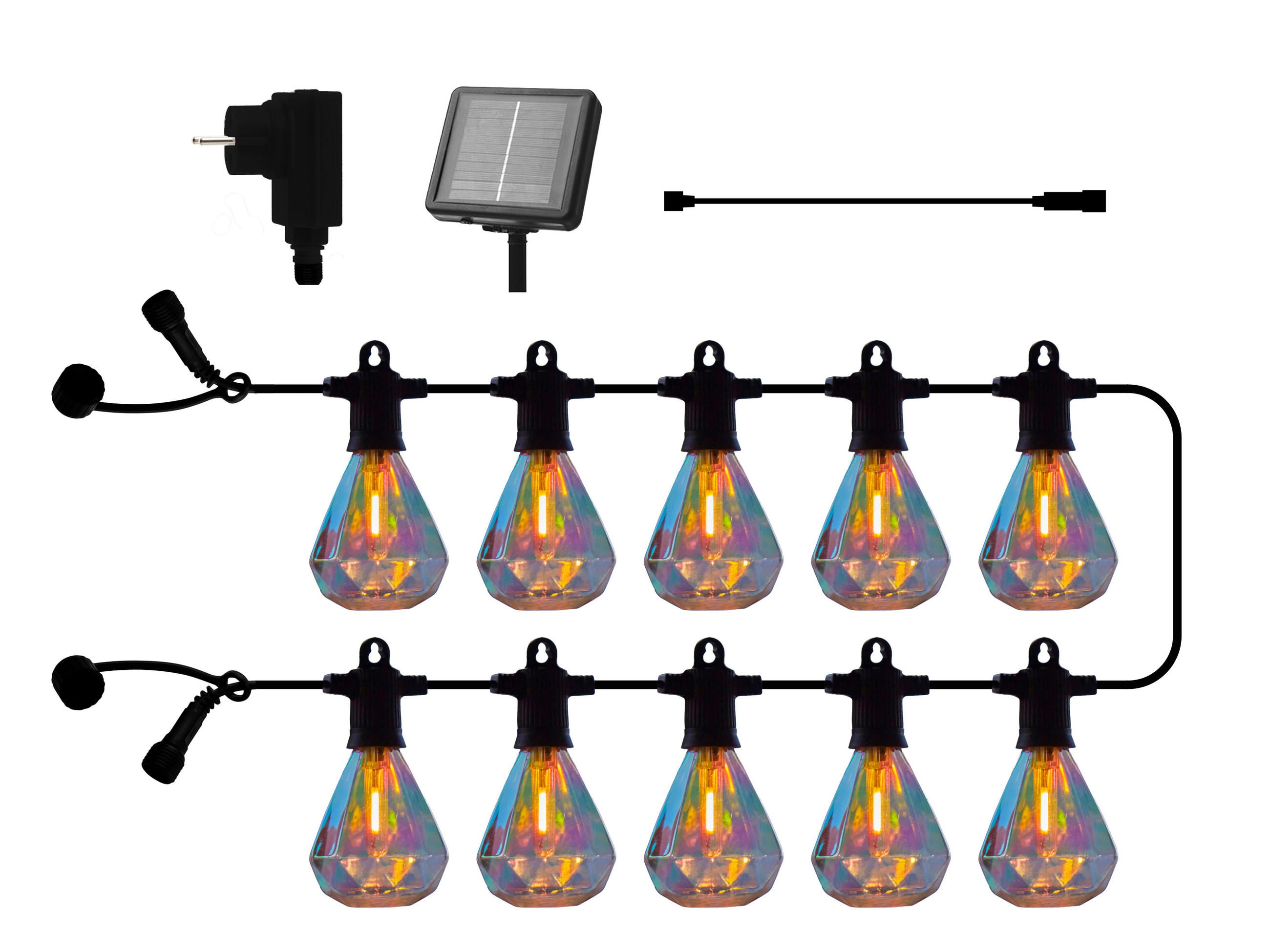 LICHTERKETTE 300 cm  - Transparent/Schwarz, Basics, Kunststoff (300cm)