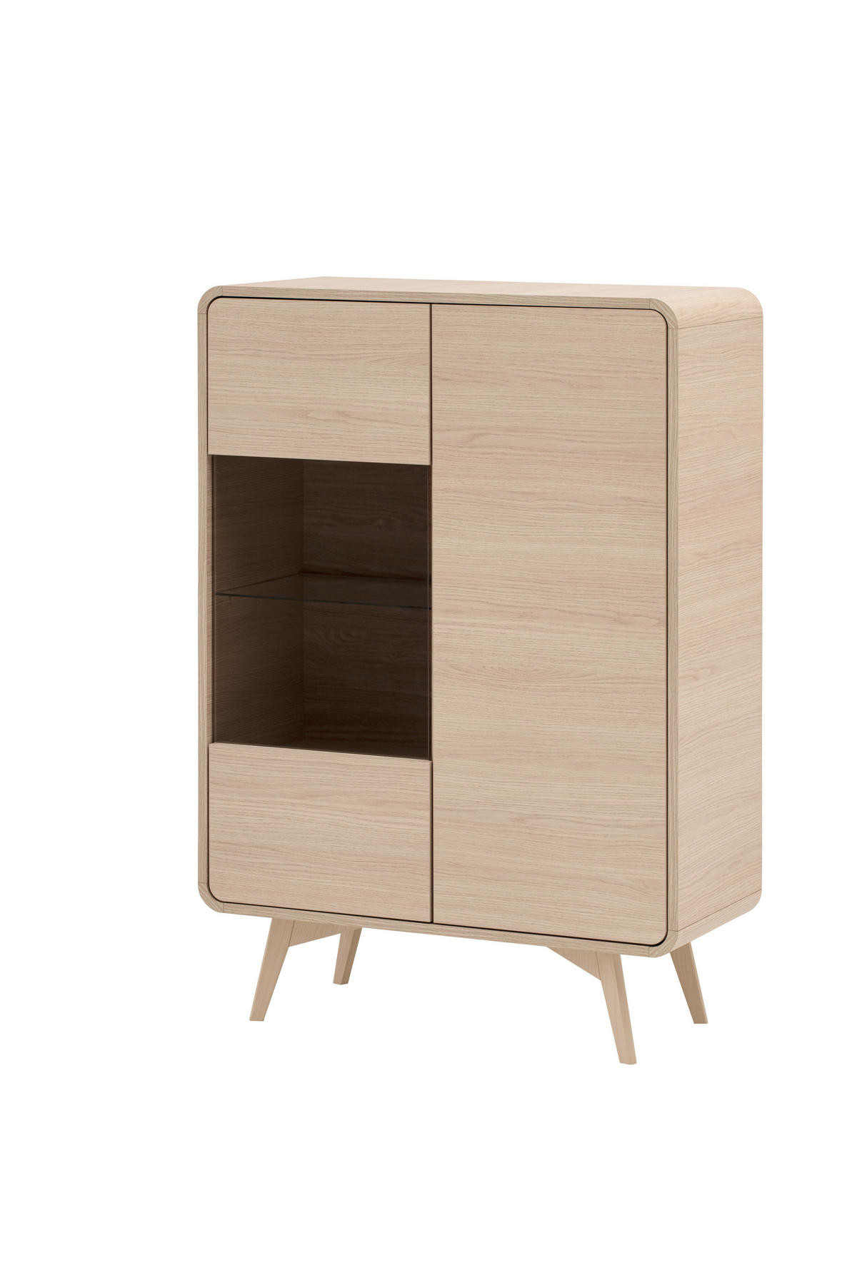 VITRINE  in Eichefarben - Eichefarben, Design, Glas/Holz (90/130/39cm) - Livetastic