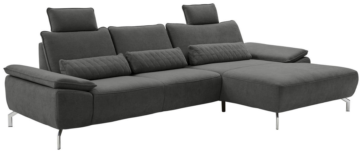 ECKSOFA MR 270 Anthrazit Chenille  - Chromfarben/Anthrazit, Design, Textil/Metall (335/181cm) - Musterring