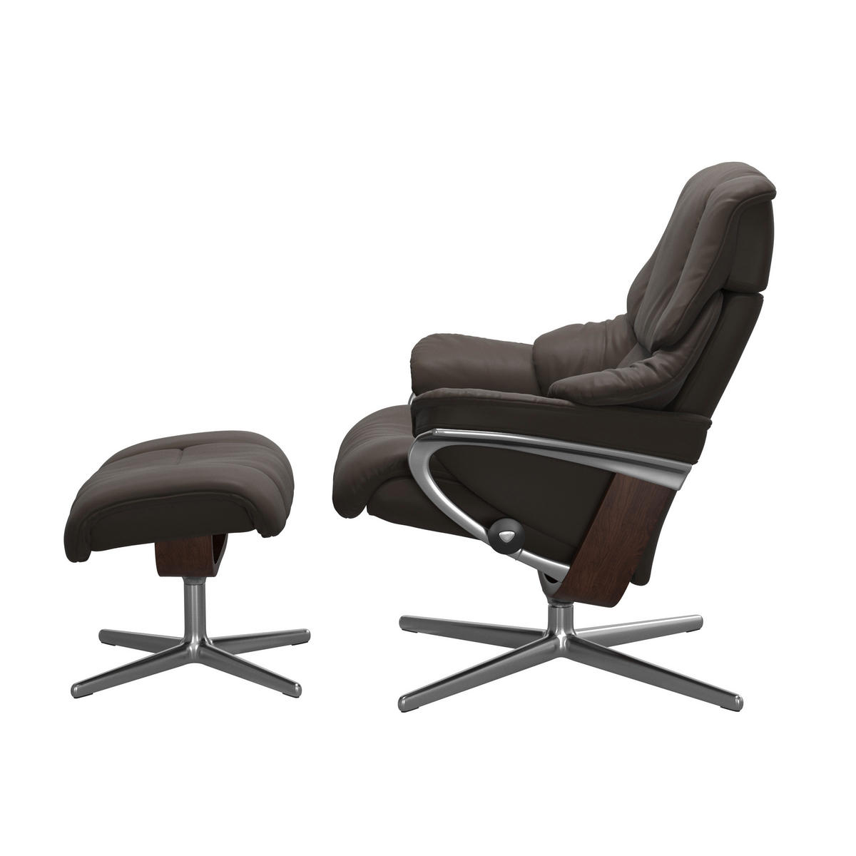 RELAXSESSELSET in Holz, Metall, Leder Braun, Dunkelbraun  - Dunkelbraun/Alufarben, Design, Leder/Holz (83/100/76cm) - Stressless