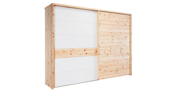 SCHWEBETÜRENSCHRANK in Weiß, Zirbelkieferfarben - Zirbelkieferfarben/Weiß, Natur, Glas/Holz (300/225/65cm) - Valnatura