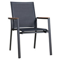 STAPELSESSEL Teakholz Aluminium Graphitfarben, Grau, Teakfarben  - Graphitfarben/Grau, Design, Holz/Textil (62/91/69cm) - Zebra 