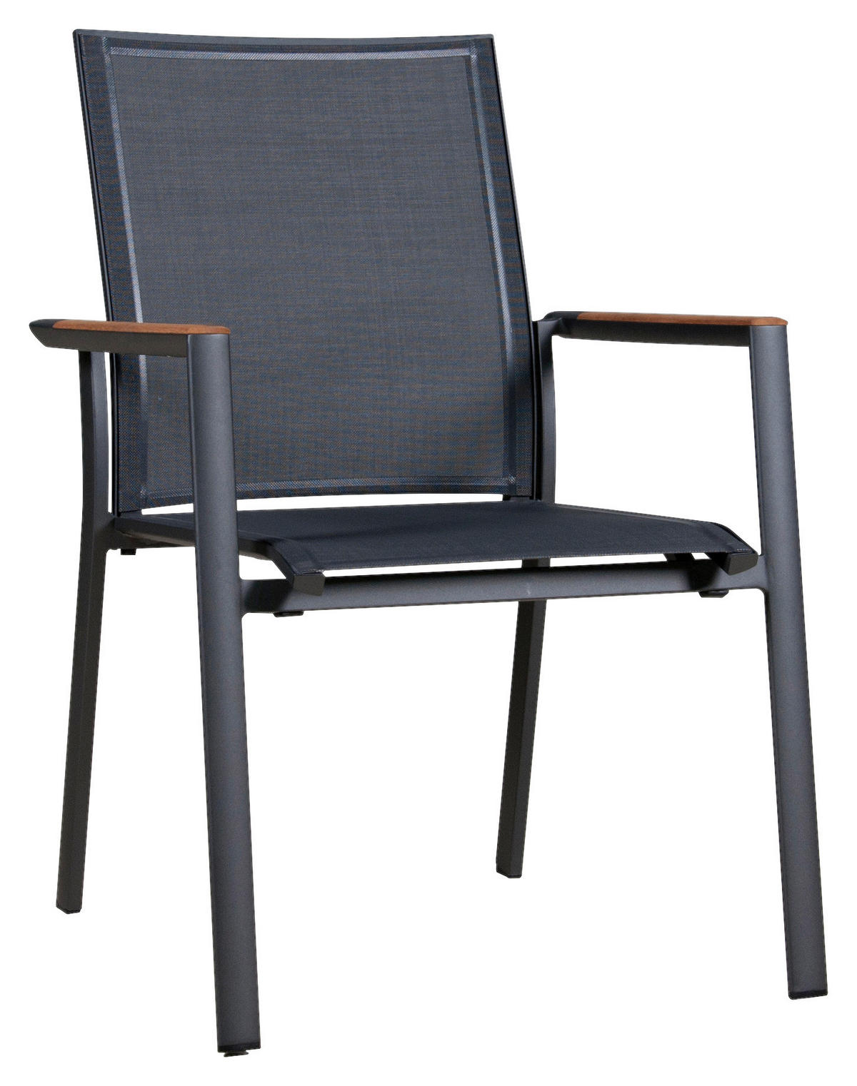 STAPELSESSEL Teakholz Aluminium Graphitfarben, Grau, Teakfarben  - Graphitfarben/Grau, Design, Holz/Textil (62/91/69cm) - Zebra 