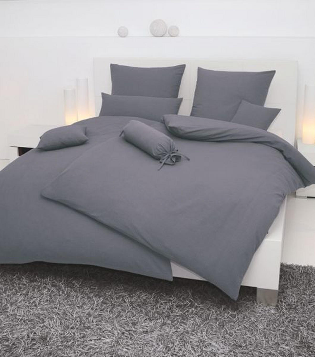 BETTWÄSCHE Piano Seersucker 200/200 cm  - Dunkelgrau, Basics, Textil (200/200cm) - Janine