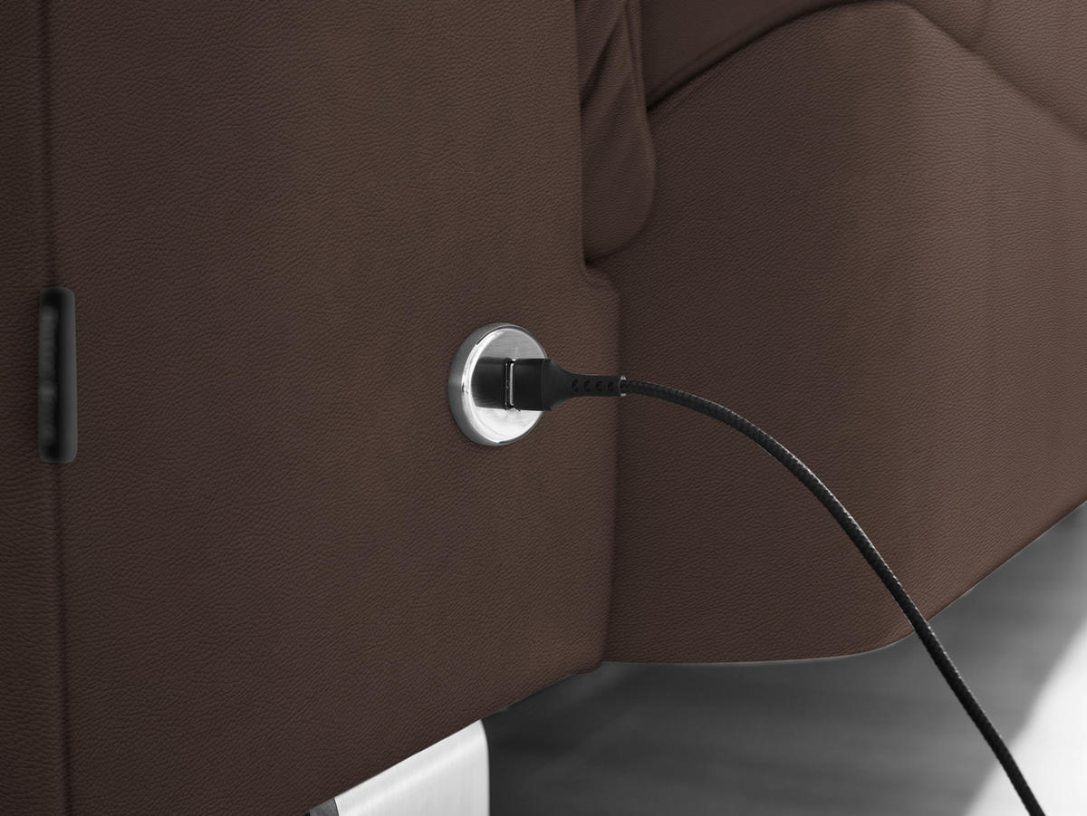 ECKSOFA in Echtleder Dunkelbraun  233/309 cm  - Edelstahlfarben/Dunkelbraun, Design, Leder/Metall (233/309cm) - Dieter Knoll