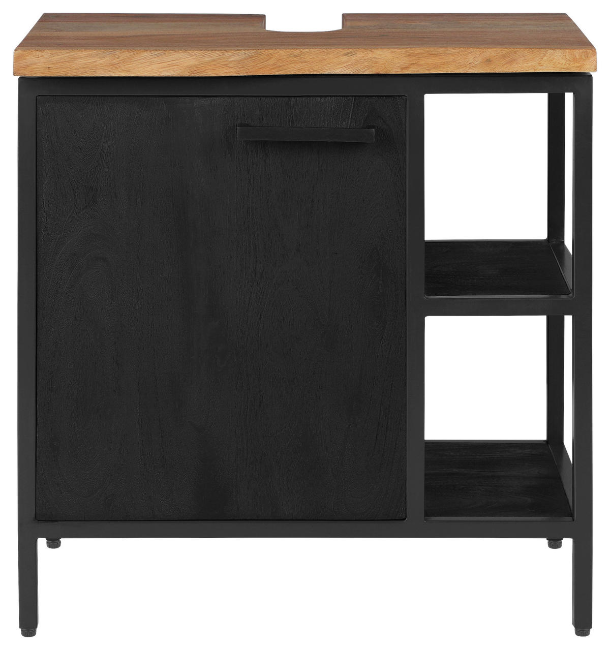 SKŘÍŇKA POD UMYVADLO, černá, černá, medová, 62/65/40 cm - medová/černá, Moderní, kov/dřevo (62/65/40cm) - Livetastic