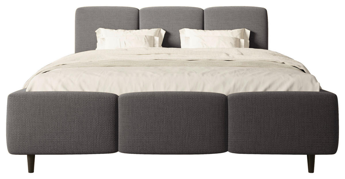 POLSTERBETT Lattenrost, Bettkasten 160/200 cm  in Anthrazit  - Anthrazit/Schwarz, Design, Holz/Textil (160/200cm) - Boxxx