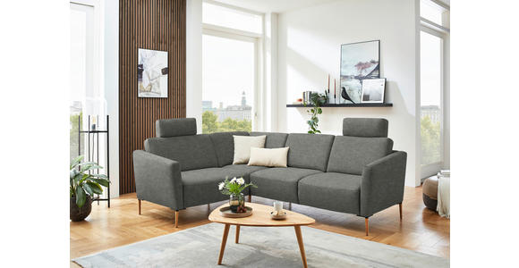 ECKSOFA  in Flachgewebe Grau  189/236 cm  - Eichefarben/Grau, Design, Holz/Textil (189/236cm) - Valnatura