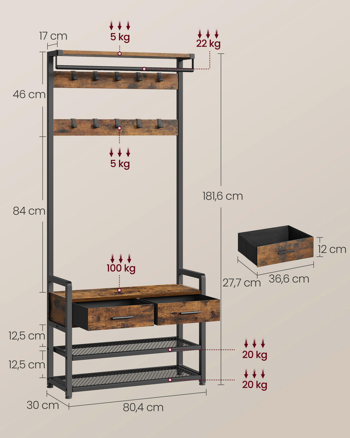 PREDSIEŇOVÝ NÁBYTOK, 80.4/181.6/30 cm - tmavohnedá, Trend, kompozitné drevo (80.4/181.6/30cm) - MID.YOU