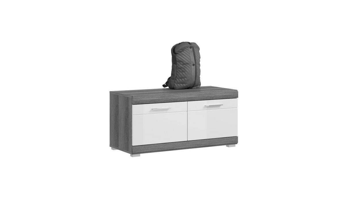 LAVICA, kompozitné drevo, 90/44/40 cm - sivá/biela s vysokým leskom, Design, kompozitné drevo/plast (90/44/40cm) - MID.YOU