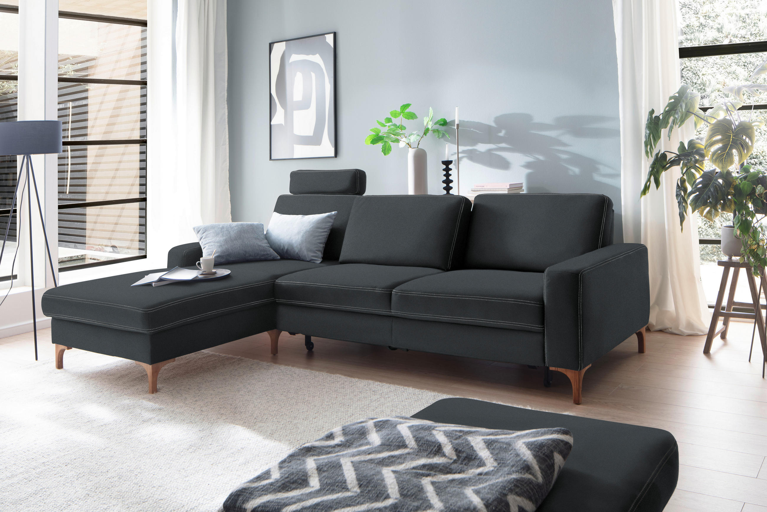 ECKSOFA in Mikrofaser Grau  - Beige/Grau, Design, Textil (185/278cm) - Pure Home Lifestyle