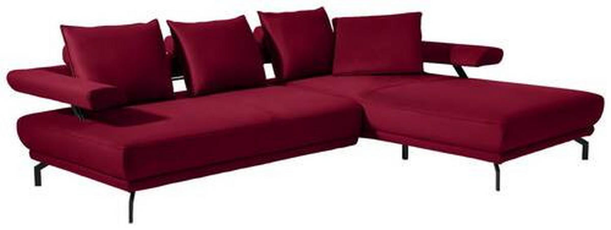ECKSOFA in Mikrofaser Bordeaux  - Bordeaux/Schwarz, Design, Textil/Metall (305/224cm) - Dieter Knoll