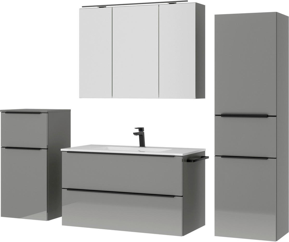 BADEZIMMER 5-teilig  in 191 cm  - Schieferfarben/Schwarz, MODERN, Holzwerkstoff/Stein (191cm) - Nobilia