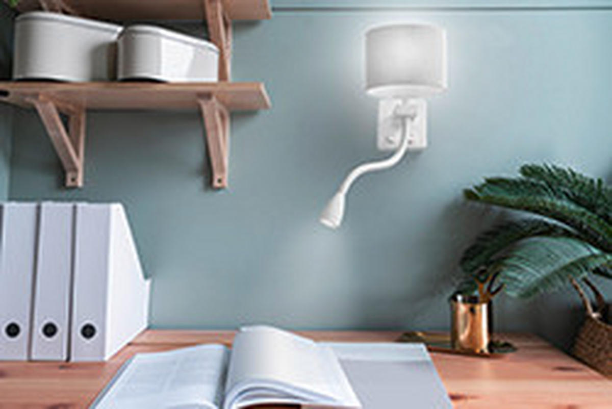 VÄGGLAMPA 22/18/44 cm   - vit, Natur, metall (22/18/44cm)