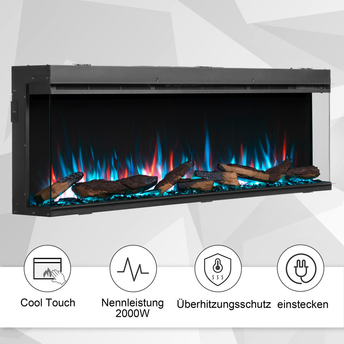 ELEKTROKAMIN - Schwarz, Basics, Metall (153/50/21cm)