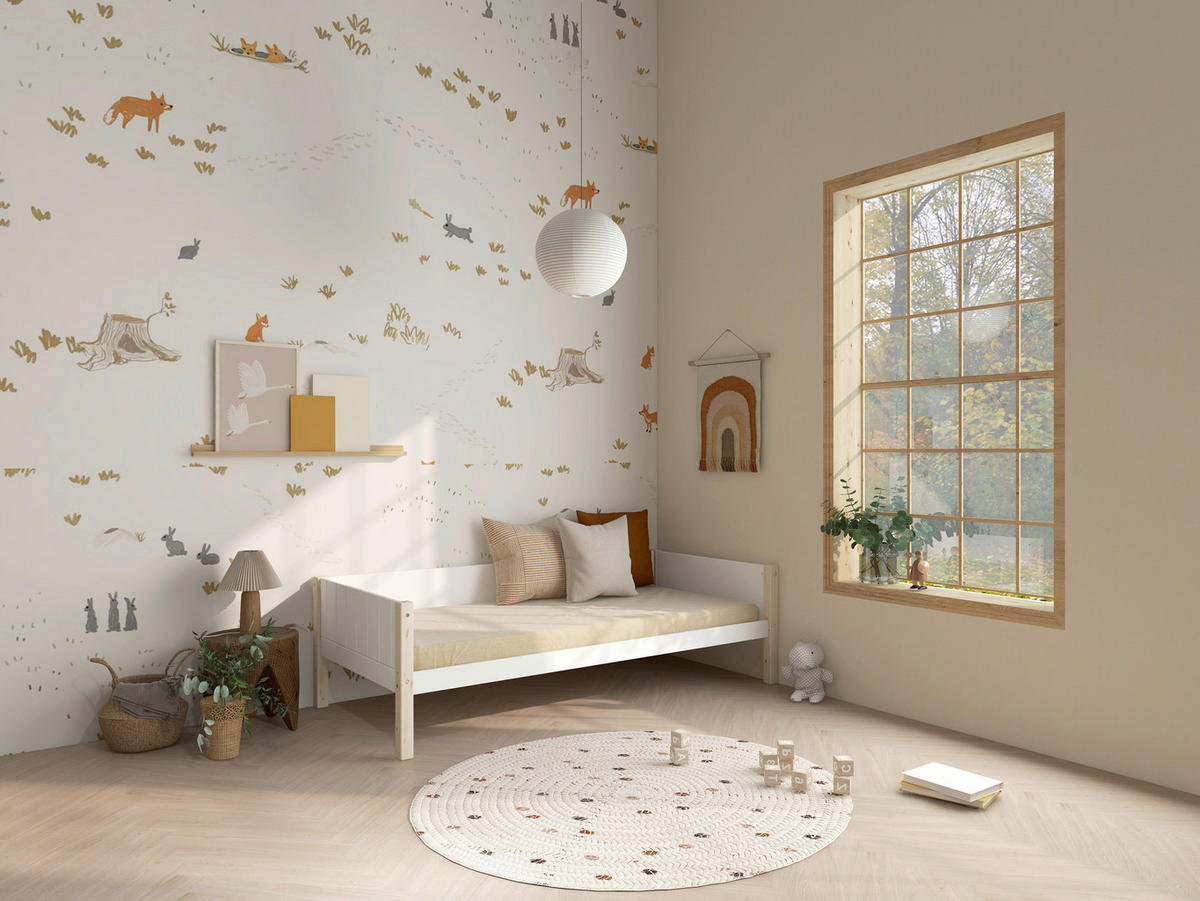 BETT 90/200 cm,  in Weiß, Kieferfarben, Rollrost  - Weiß/Kieferfarben, MODERN, Holz (90/200cm) - Chameo