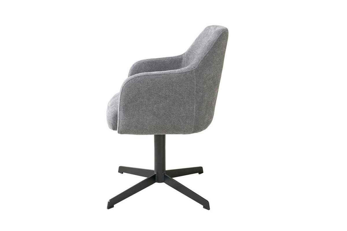 ARMLEHNSTUHL  Sitzfläche 360° drehbar Webstoff  Grau  - Schwarz/Grau, MODERN, Textil/Metall (59/86/63cm) - Schöner Wohnen