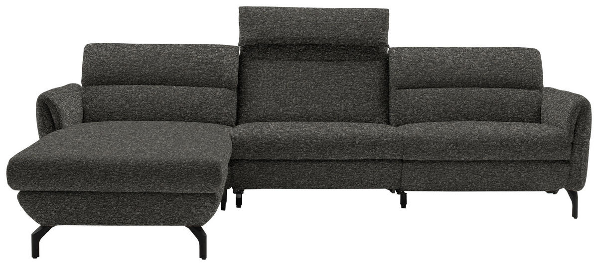 ECKSOFA in Chenille Dunkelbraun  187/299 cm  - Dunkelbraun/Schwarz, Design, Textil/Metall (187/299cm) - Schöner Wohnen