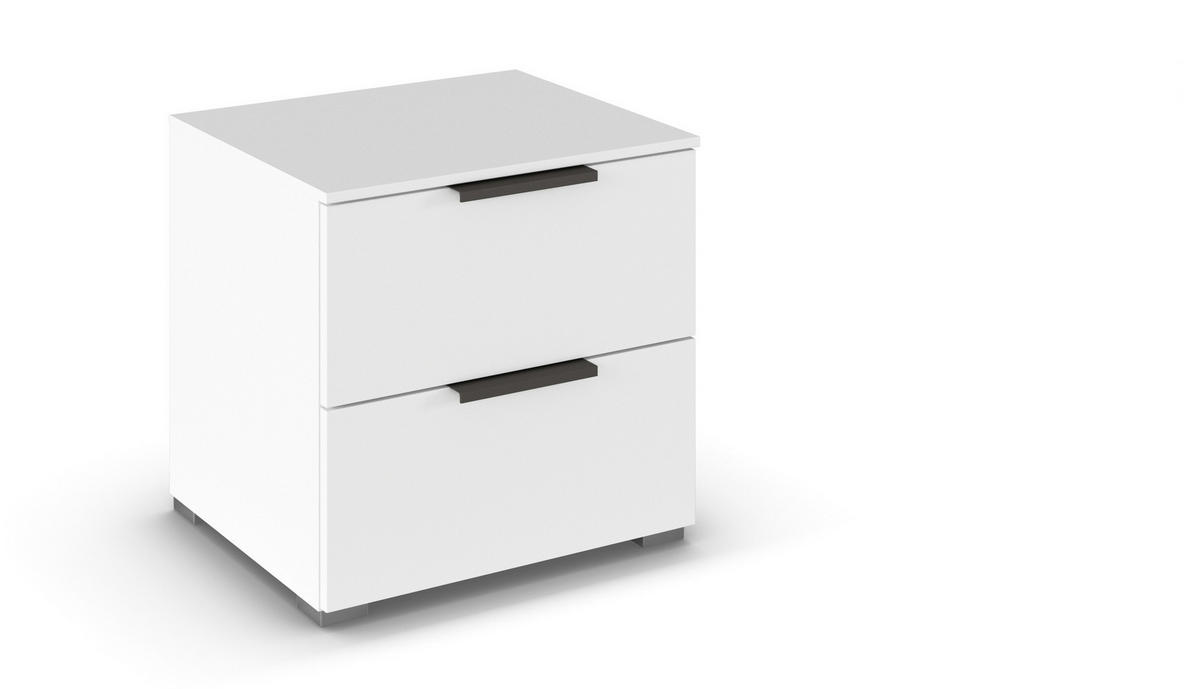 NACHTTISCH 50/49/42 cm  in Weiss  - Weiss/Silberfarben, Trend, Holzwerkstoff/Metall (50/49/42cm) - Novel