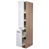 APOTHEKERSCHRANK 30/200/57 cm  in Sonoma Eiche, Weiß Hochglanz  - Edelstahlfarben/Weiß Hochglanz, MODERN, Holzwerkstoff/Metall (30/200/57cm) - FlexWell