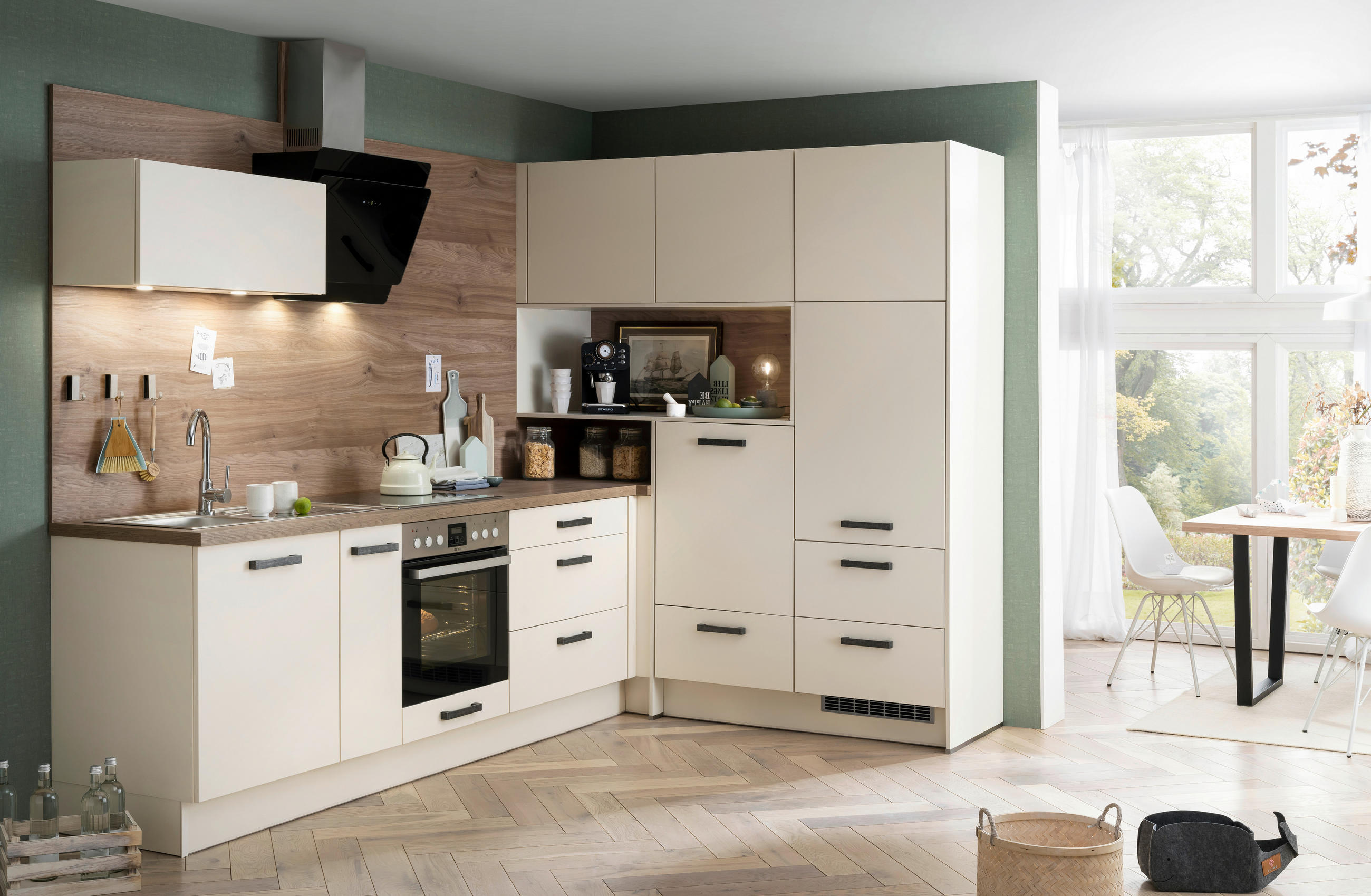 Eckküche Ip2200 ohne Geräte 295x188 cm Magnolienweiß