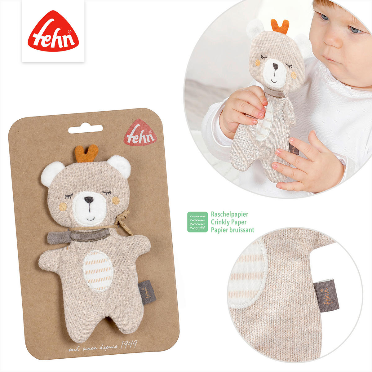 KNISTERTUCH Classic Stars  - Hellbraun, Basics, Textil (18,5/10,5/0,4cm) - Fehn