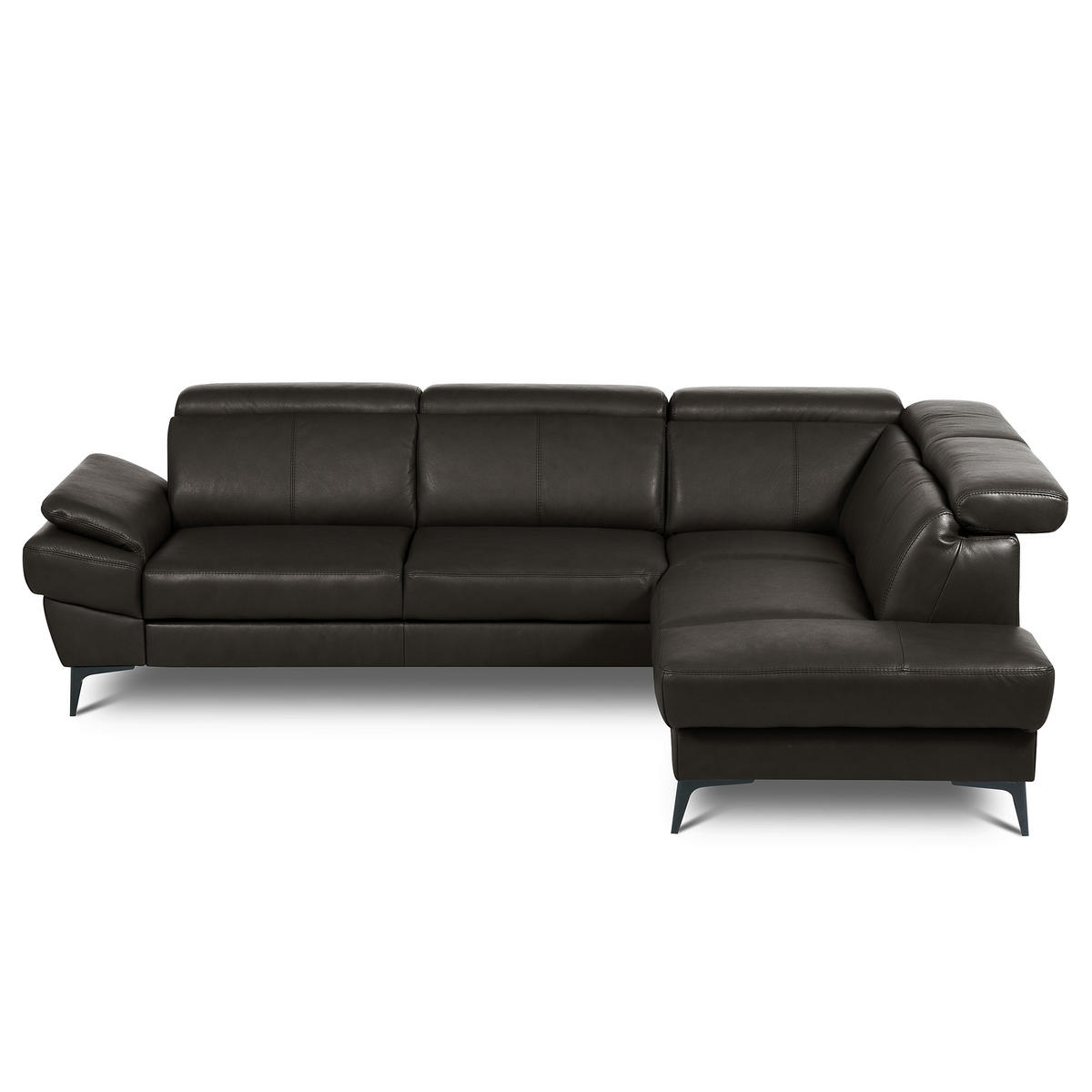ECKSOFA Dunkelbraun Echtleder Lederlook Bettkasten, Schlaffunktion, Rücken echt, Armteilverstellung, Kopfteilverstellung  - Dunkelbraun/Schwarz, Design, Leder/Textil (264/211cm) - Livetastic