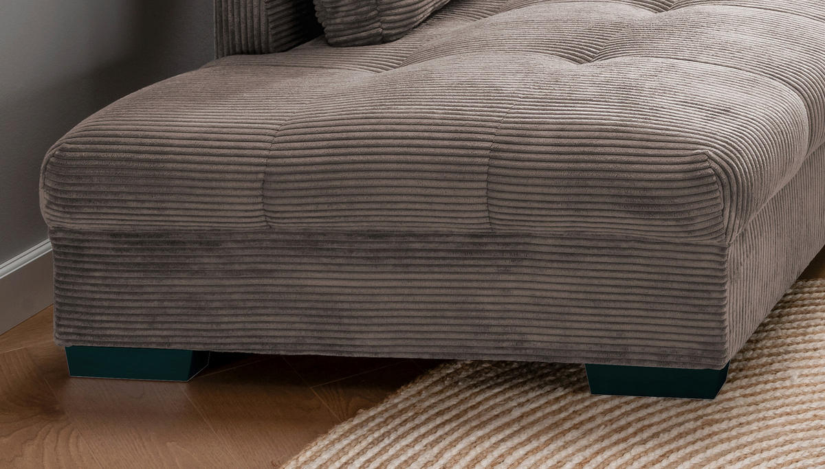ECKSOFA in Cord Taupe  - Taupe/Koralle, Design, Holz/Textil (202/298cm) - MID.YOU