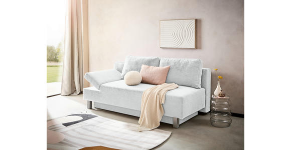 SCHLAFSOFA Flachgewebe Creme - Chromfarben/Creme, Design, Holz/Textil (205/77-93/99cm) - Novel