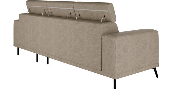 ECKSOFA Beige Chenille - Beige/Schwarz, KONVENTIONELL, Textil/Metall (264/178cm) - Hom`in