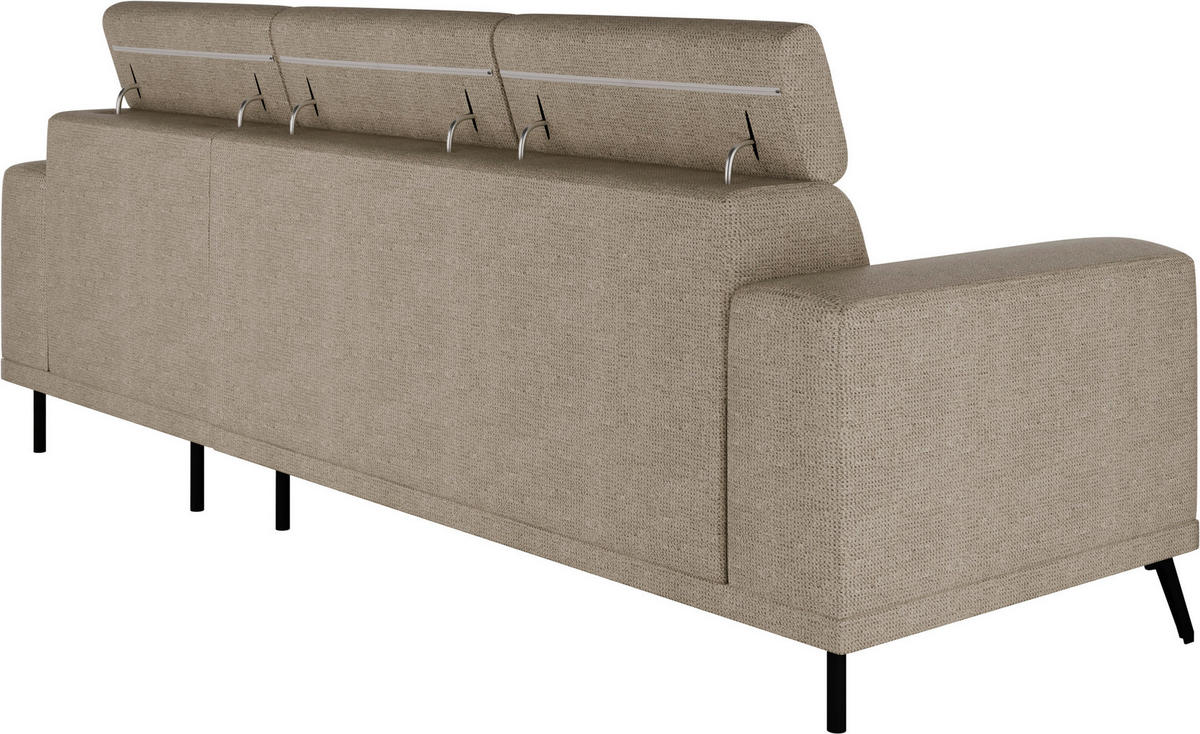 ECKSOFA Beige Chenille  - Beige/Schwarz, KONVENTIONELL, Textil/Metall (264/178cm) - Hom`in