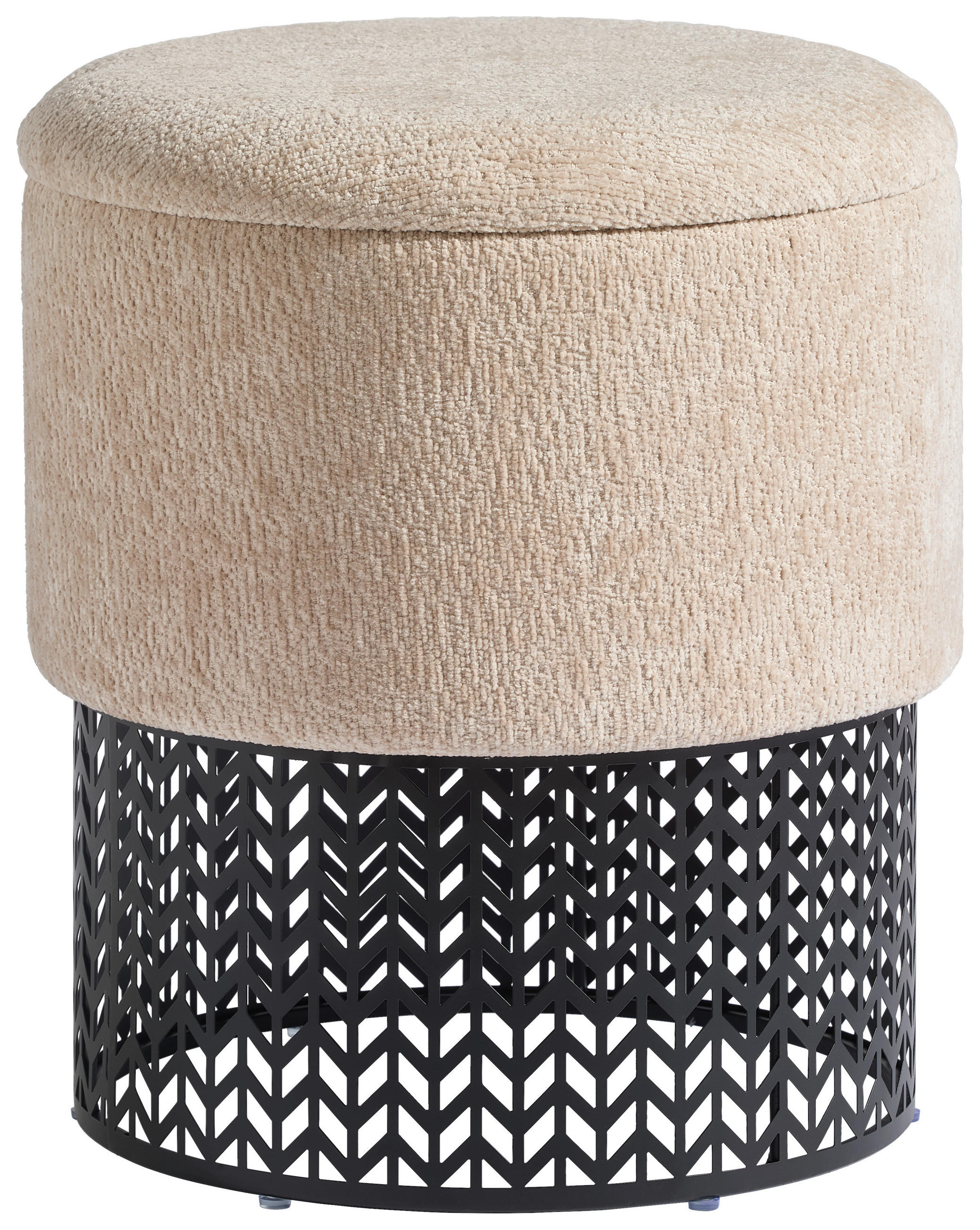 POUF Chenille Beige 40/44/40 cm  - Beige, Design, Holzwerkstoff/Textil (40/44/40cm) - MID.YOU