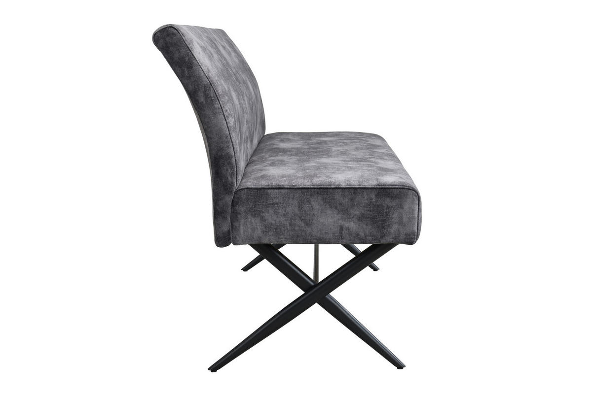 SITZBANK 140/88/67 cm Samt, Mikrofaser Anthrazit  - Anthrazit/Schwarz, MODERN, Textil/Metall (140/88/67cm) - MID.YOU