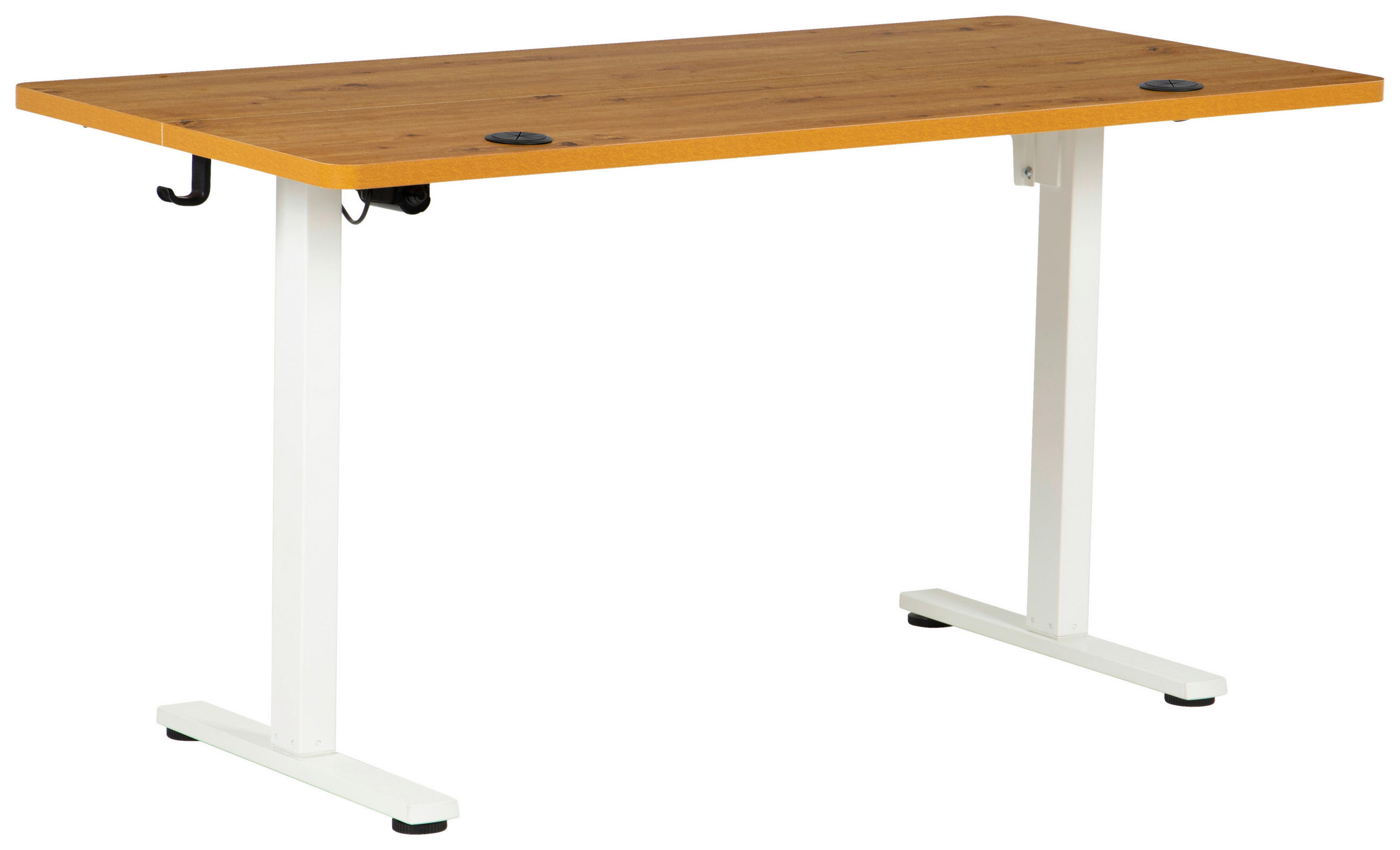 SCHREIBTISCH 140/70/72/118 cm Weiß, Eichefarben elektrisch höhenverstellbar  - Eichefarben/Weiß, MODERN, Holzwerkstoff/Metall (140/70/72/118cm) - Livetastic