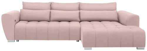 HÖRNSOFFA i vävt tyg rosa  - silver/rosa, Modern, textil/plast (304/218cm) - Livetastic