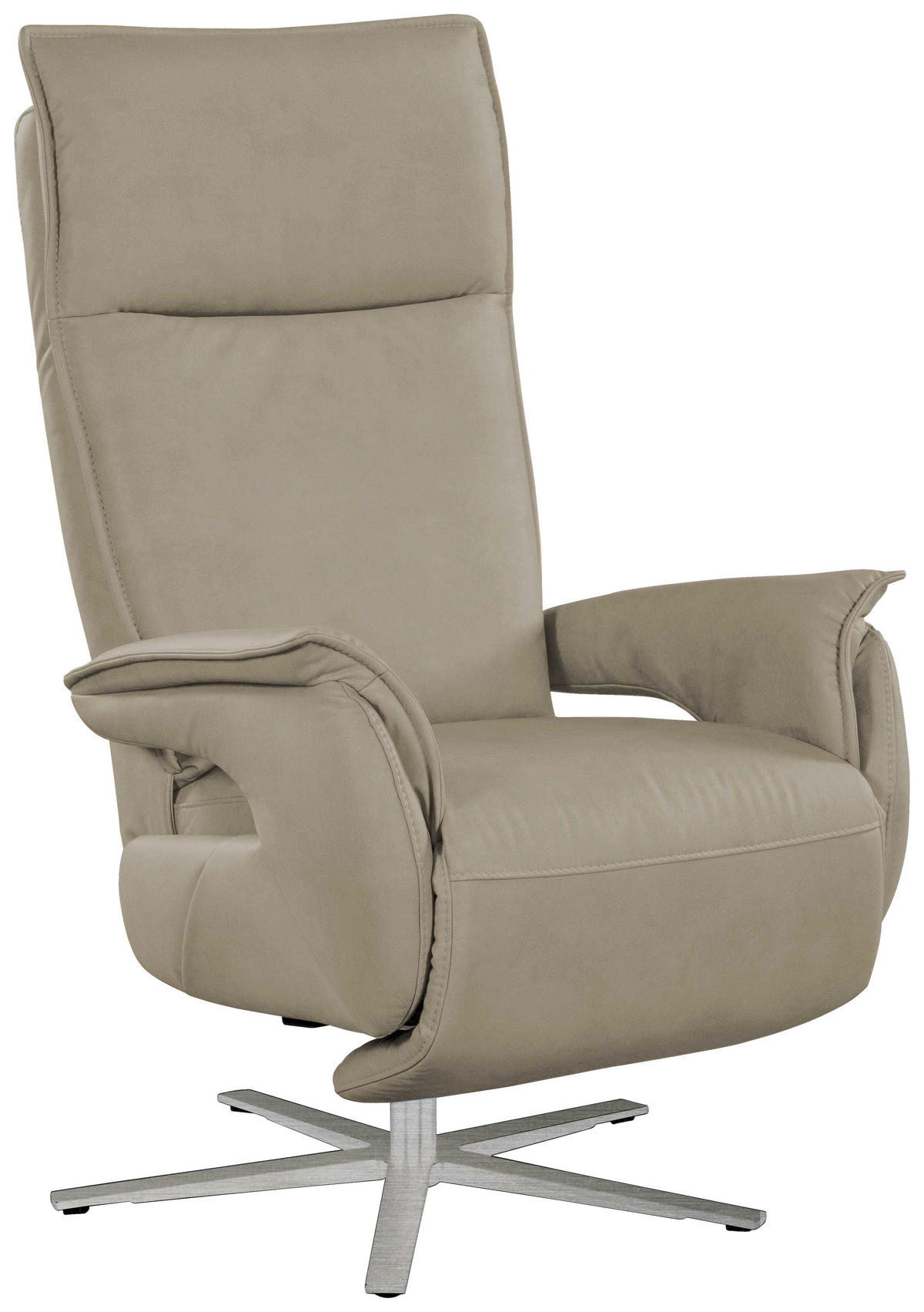 FERNSEHSESSEL in Lederlook (vegan) Hellgrau  - Edelstahlfarben/Hellgrau, MODERN, Textil/Metall (77/116/80cm) - Livetastic