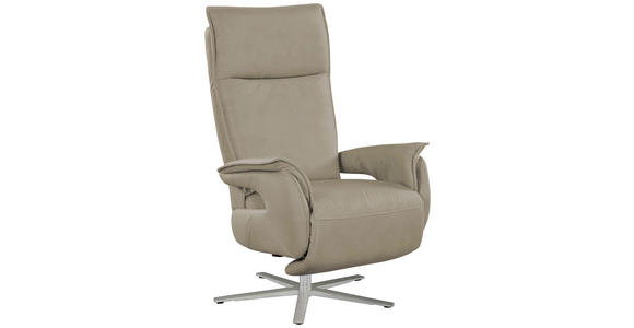 FERNSEHSESSEL  mit Lederlook (vegan) Hellgrau  - Edelstahlfarben/Hellgrau, MODERN, Textil/Metall (77/116/80cm) - Cantus