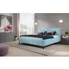 POLSTERBETT gepolstertes Kopfteil, Lattenrost Hellblau 180/200 cm  - Schwarz/Naturfarben, Trend, Holz/Textil (180/200cm) - home24