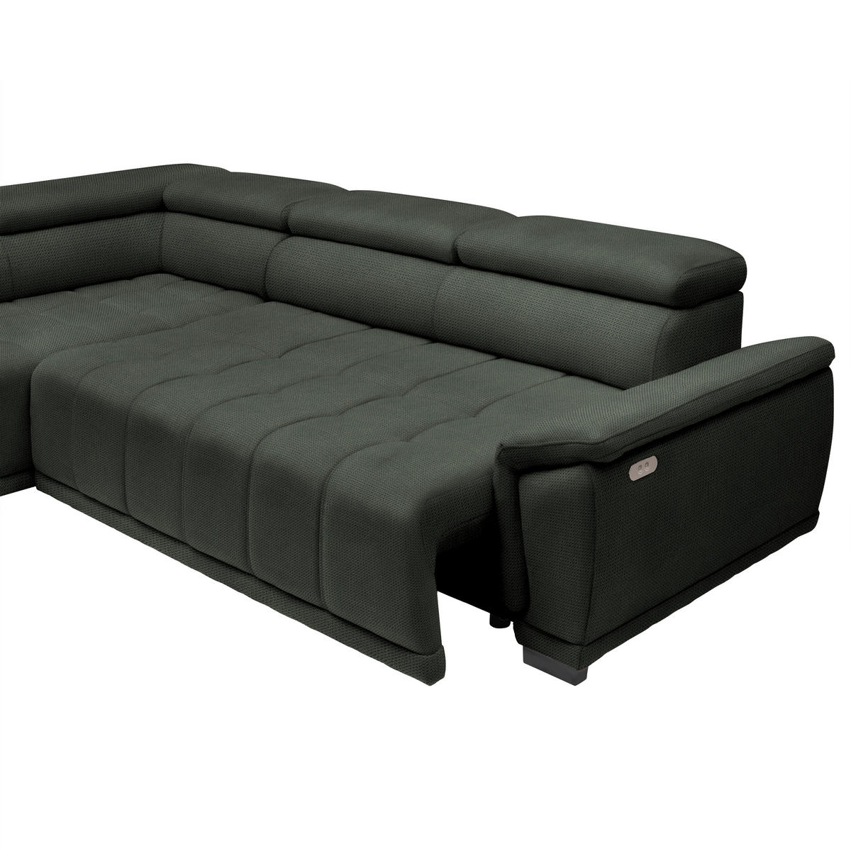 HÖRNSOFFA i chenille, vävt tyg mörkgrön  - svart/mörkgrön, Modern, textil/plast (106/283cm) - MID.YOU