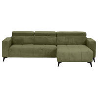 ECKSOFA Dunkelgrün Cord Rücken echt, Kopfteilverstellung, Sitzvorzug  - Dunkelgrün/Schwarz, KONVENTIONELL, Textil/Metall (257/170cm) - Carryhome