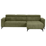 ECKSOFA Dunkelgrün Cord Rücken echt, Kopfteilverstellung, Sitzvorzug  - Dunkelgrün/Schwarz, KONVENTIONELL, Textil/Metall (257/170cm) - Carryhome
